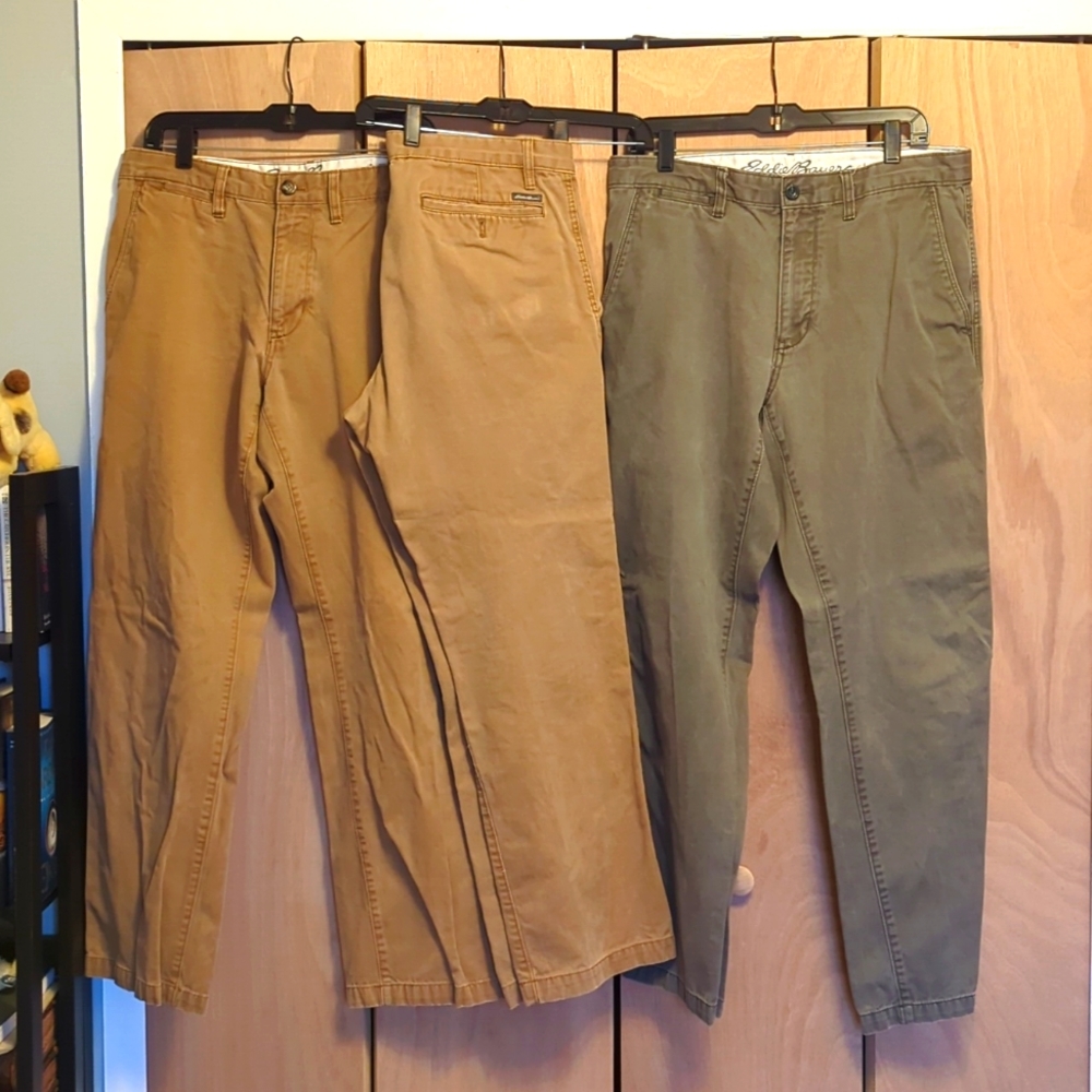 Three Eddie Bauer Khakis Classic Fit